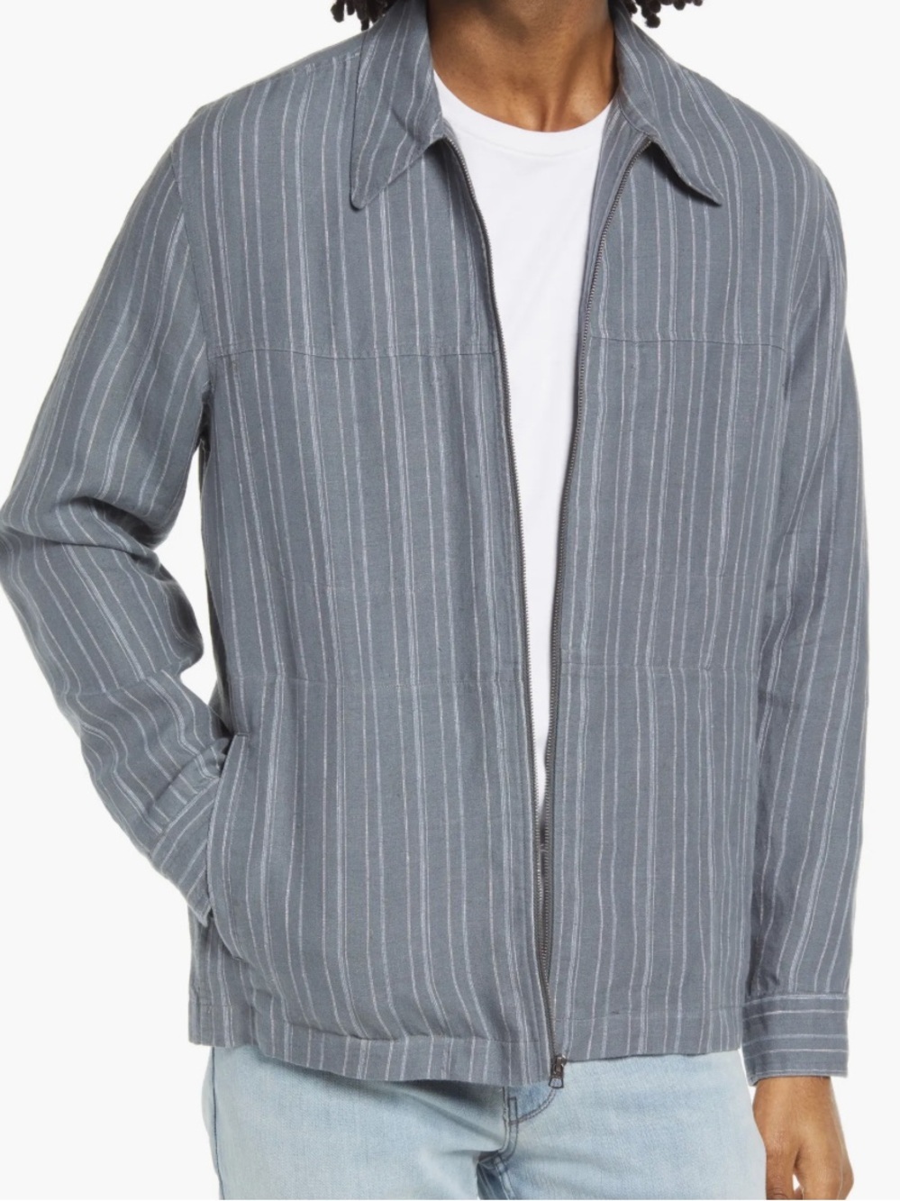NEW Vince Uneven Stripe Full Zip Hemp Shirt Jacket